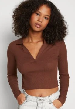 Even&Odd Long Sleeve Collar - T-Shirt À Manches Longues - Brown -Anna Field 06e5872347024e43be632c6374b3a67b