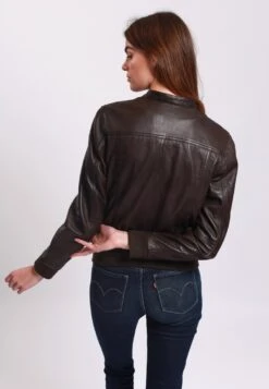 Lee Cooper Leather Jacket With Round Collar - 2 Zipped Side Pockets - - Veste En Cuir - Brown -Anna Field 1b8ad6aeab754539a7c2abb4266f2b09