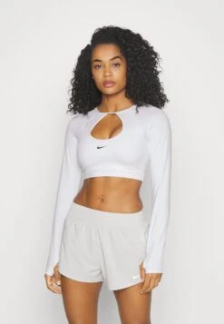 Nike Performance Bra Crop - T-Shirt À Manches Longues - White/Black