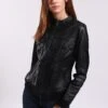 Lee Cooper Leather Jacket With Round Collar - 2 Zipped Side Pockets - - Veste En Cuir - Black -Anna Field 340d7345e1b24b62840917511282b323