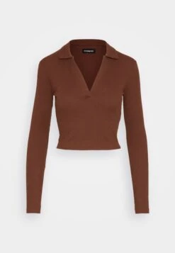 Even&Odd Long Sleeve Collar - T-Shirt À Manches Longues - Brown -Anna Field 45947aa7bc2c498e8baf98b3b7a86e44