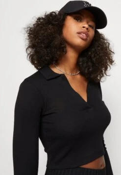 Even&Odd Long Sleeve Collar - T-Shirt À Manches Longues - Black -Anna Field aa6f27938e014275bbaec31fc0d490b5