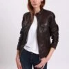 Lee Cooper Leather Jacket With Round Collar - 2 Zipped Side Pockets - - Veste En Cuir - Brown -Anna Field afba6288952e437cad255a94a20f4de4